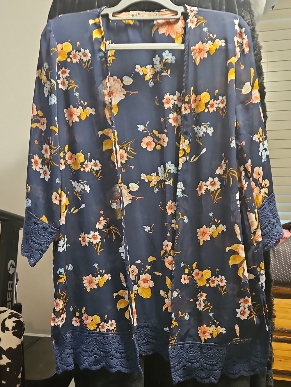 Jolt Navy Kimono with Pink and Yellow Accents